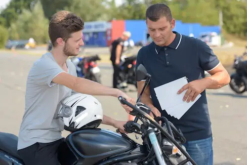 young man in motorcycle safety course