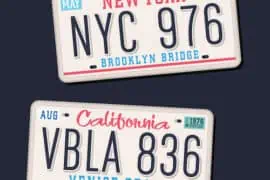 motorbike license plate sample in NY and CA