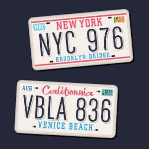 motorbike license plate sample in NY and CA