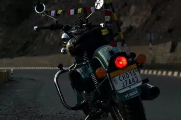 a bike parked on an empty road