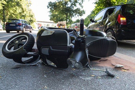 a scooter is grounded after accident