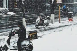 What are the Pros and Cons of Motorcycle Seasonal Insurance? bike on road with snow