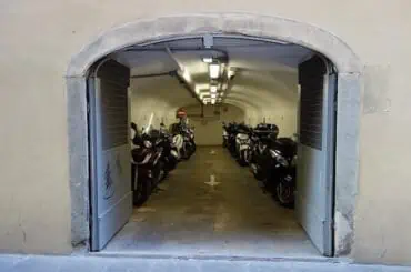 a garage full of motorcycles