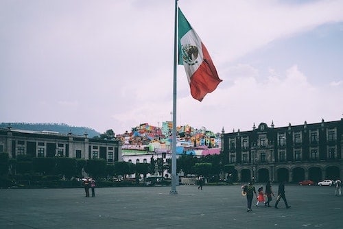 Mexican flag waiving