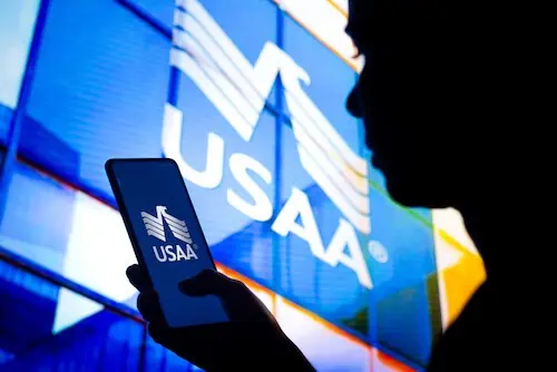 USAA logo on smartphone